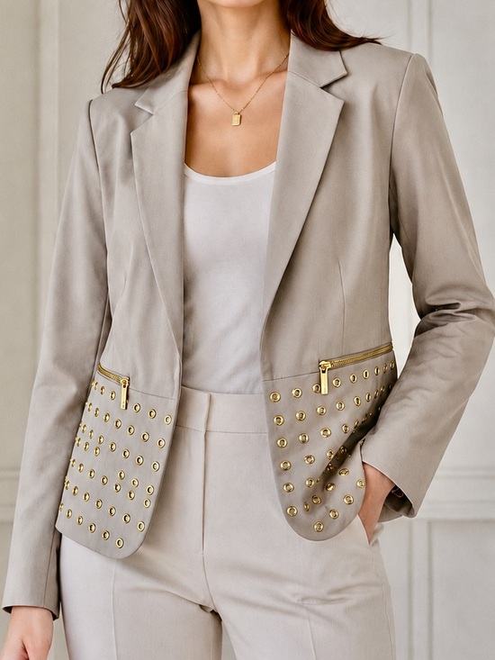 Michael Kors Jackets & Blazers - Michael Kors Collection Khaki Peplum Blazer Size 2 Grommet Jacket RARE Sample